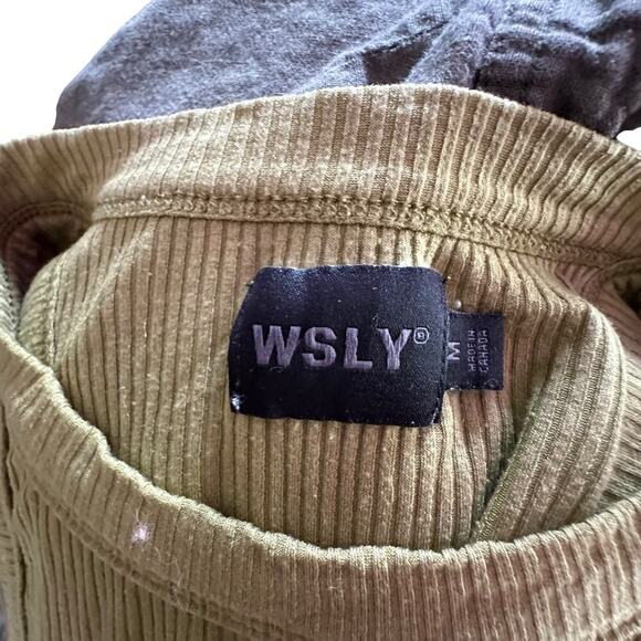 WSLY / Womens olive green racerback tank top size M - Picture 5 of 5